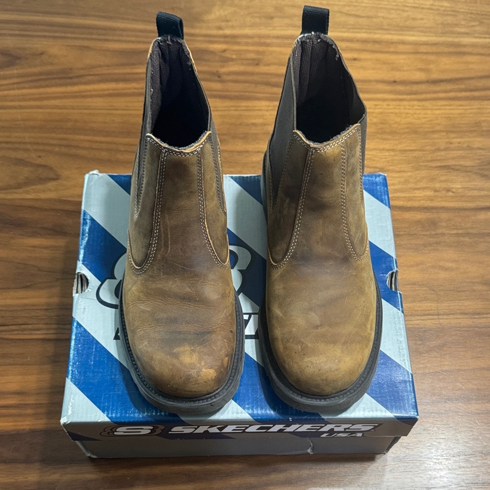 Skechers Tan Leather Ankle Boots